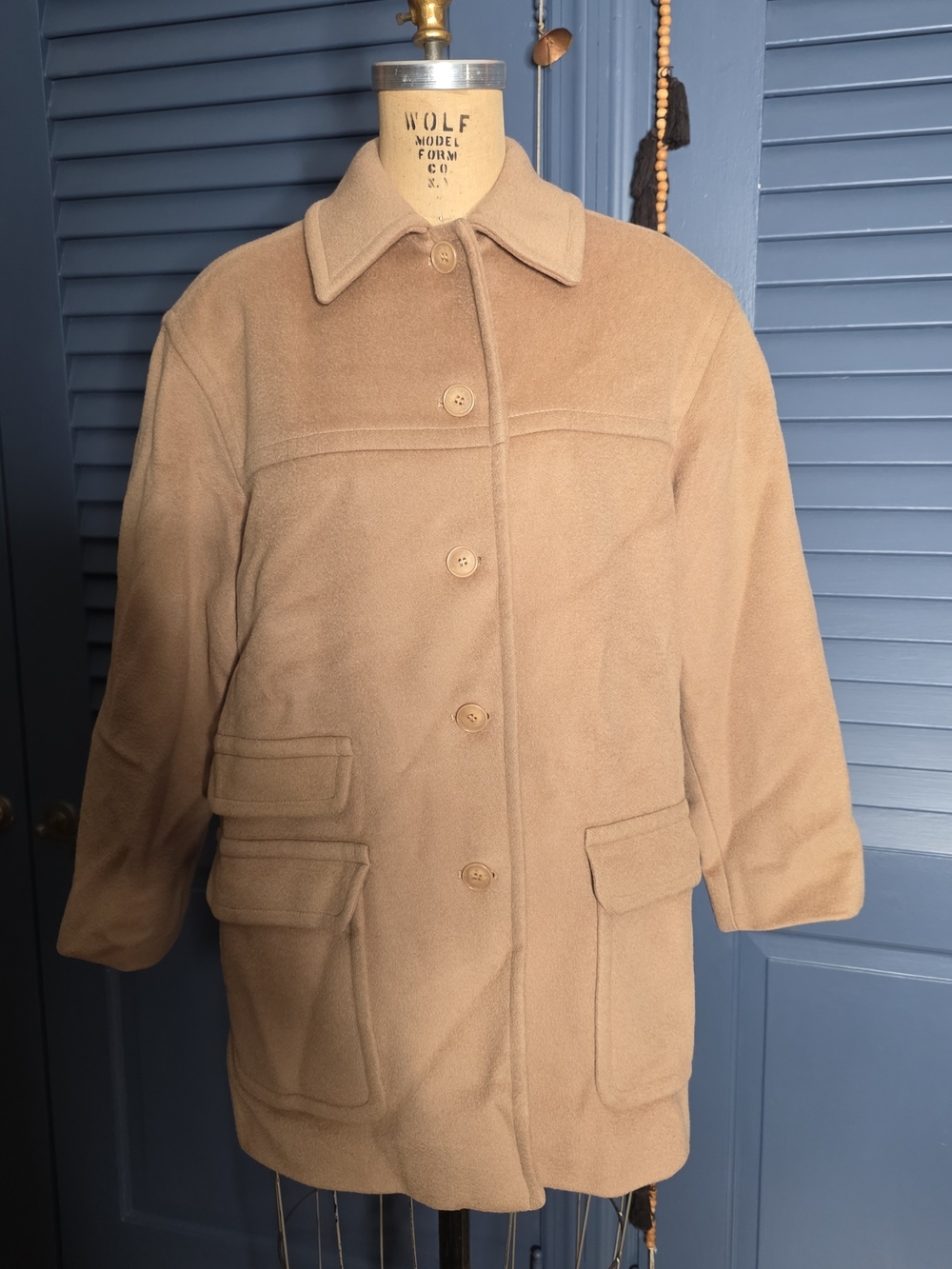 Vintage Steve by Searle Camel Hair Wool Mid-Length Coat Size 8 Made in USA